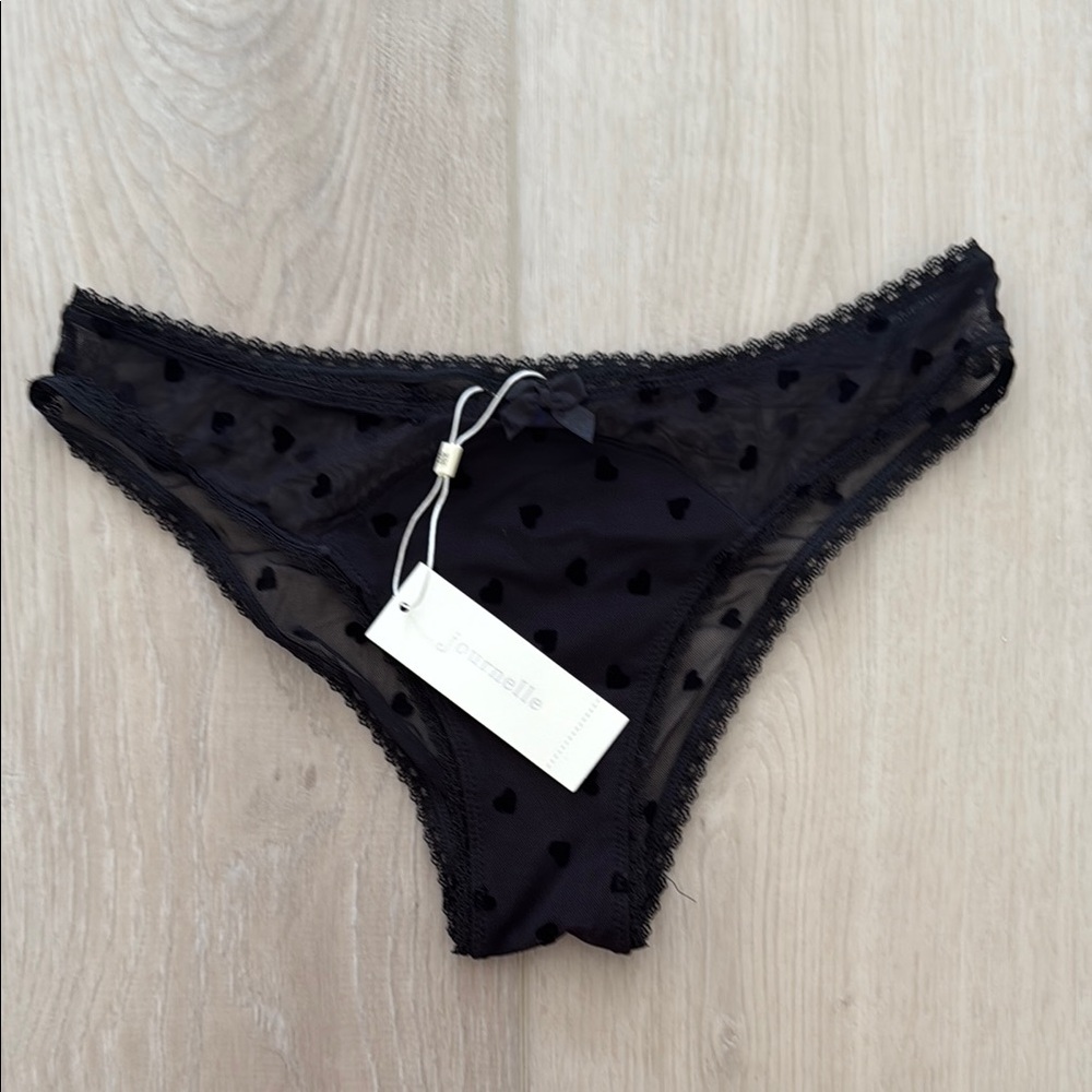 Black flock Heart Mesh Panties